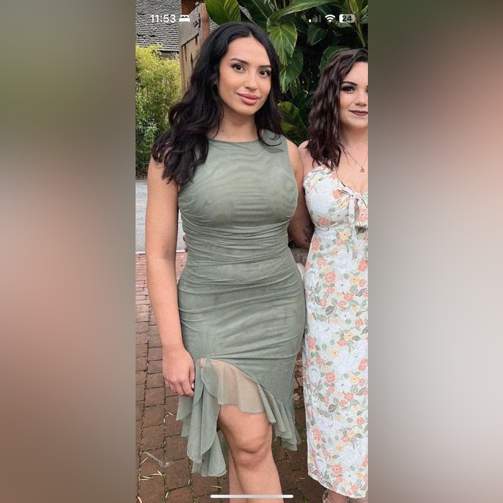 Green side slit Dress